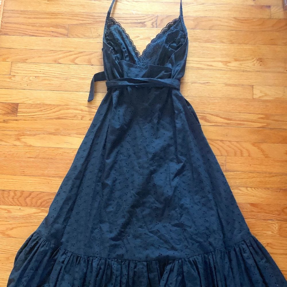 Vintage Homemade Black Eyelet Wraparound Dress